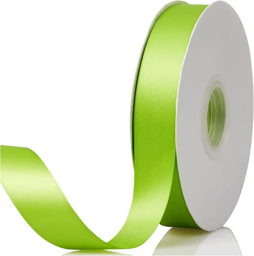 Vista 34 de Cinta de satén de doble cara verde manzana de 1-1/2 x 50 yardas, rollos de cinta de tela de alta densidad de color sólido, ideal para envolver