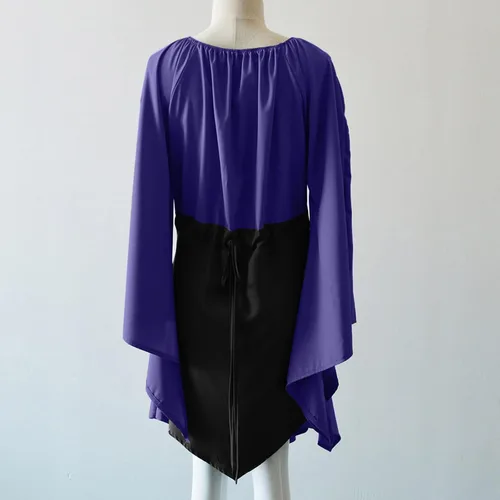 Vista 4 de Tintwwg Disfraz medieval renacentista, falda de corsé acampanado y falda sobrefalda élfica arquero irlandés sobre vestido
