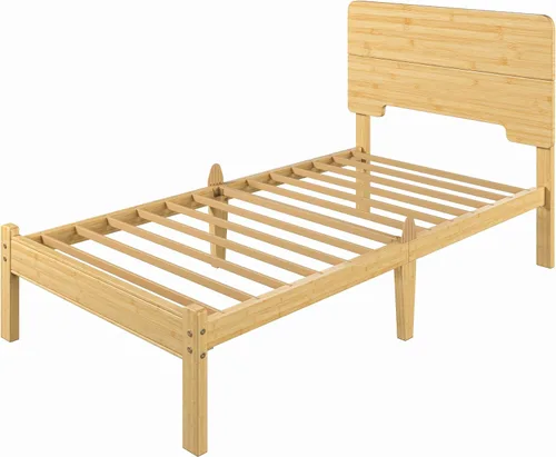 Vista 8 de Marco de cama individual XL de madera maciza de bambú de 14 Natural