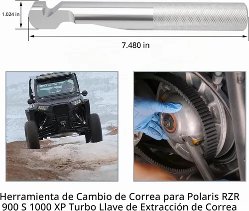 Vista 3 de Herramienta de extracción de cambio de correa compatible con Polaris RZR S 900/XP/RZR XP4 1000 con kits de extensión de broca flexible