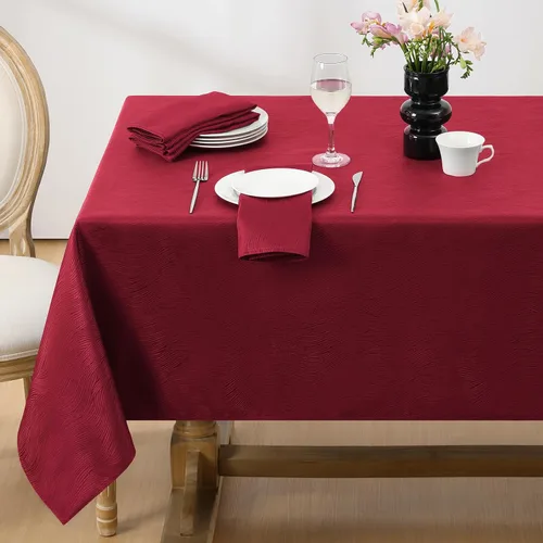 Vista 13 de Softalker Mantel rectangular de jacquard, diseño de remolinos, impermeable, resistente a las manchas, sin arrugas, tela de gran peso para Beige