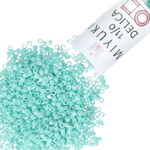 Vista 9 de Miyuki Cuentas de semillas Delica – Tamaño 11/0 (0.1 in), DB0079, forrado azul agua AB, 0.3 oz, aprox. 1440 cuentas, fabricado en Japón
