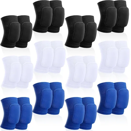 Vista 7 de Lenwen 12 pares de rodilleras de voleibol para bailarines, suaves y transpirables, rodilleras para hombres y mujeres, fútbol, fútbol, yoga, Negro