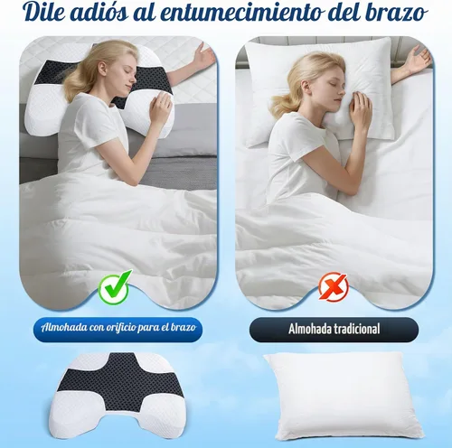 Vista 6 de Almohada para dormir lateral con orificios para los brazos, sistema de Negro