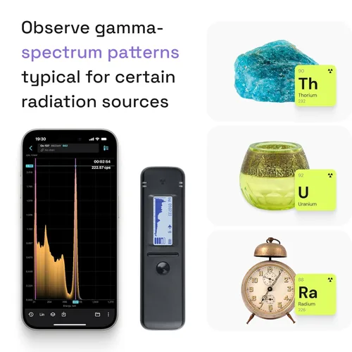 Vista 2 de Contador Geiger inteligente Radiacode-102 con aplicación móvil gratuita. Detector de radiación nuclear