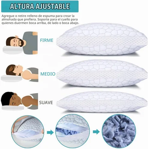 Vista 2 de Juego de 2 almohadas tamaño Queen, ajustable, rayón derivado de bambú
