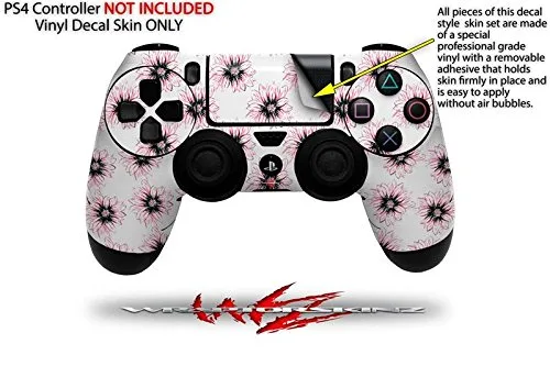 Vista 2 de WraptorSkinz Skin compatible with Sony PS4 Dualshock Controller PlayStation 4 Original Slim and Pro Kearas Daisies Diffuse Glow Pink