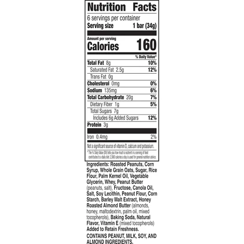 Vista 2 de Nature Valley Barras de granola de nueces dulces y saladas, maní, 6 barras, 7.2 onzas (paquete de 8)