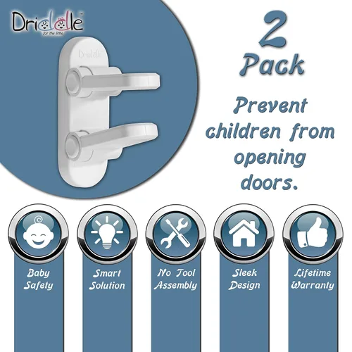 Vista 3 de Paquete de 2 – Cerradura de seguridad para bebés – A prueba de bebés – Evita que los niños pequeños abran puertas con una cerradura de manija