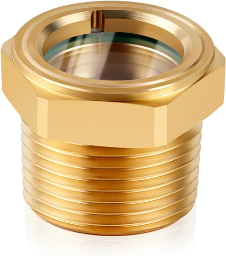 Vista 12 de Vista de aceite para compresor de aire, 1 NPT macho cabeza hexagonal de aceite de vidrio de vista de aceite de latón macizo resistente, indicador