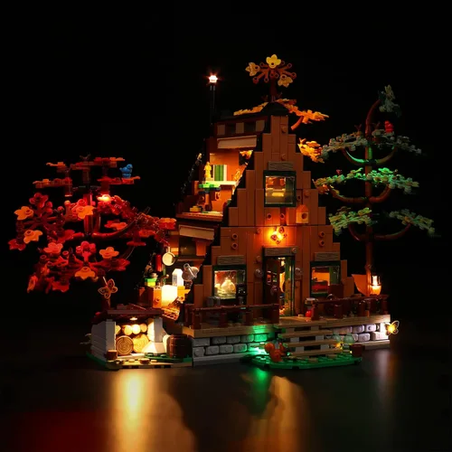 Vista 4 de VONADO Kit de luces LED compatible con Lego A-Frame Cabin 21338, control remoto, iluminación compatible con Lego 21338 (sin modelo, solo luces)