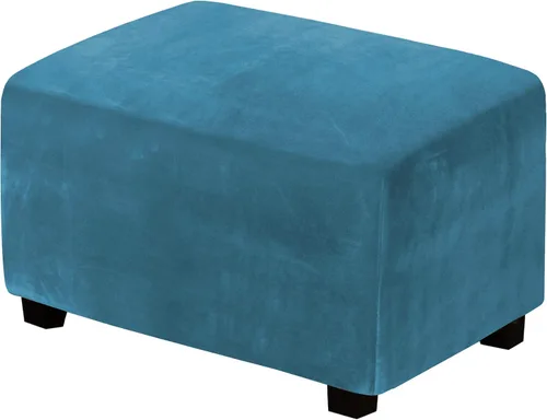Vista 18 de H.VERSAILTEX Terciopelo de lujo de felpa de una pieza, rectangular, elástica, funda plegable para taburete o almacenamiento, cubierta elástica