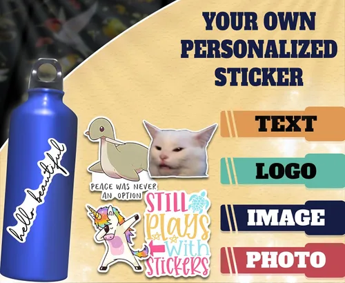 Vista 2 de Calcomanías de vinilo personalizadas, diseño personalizado de tu propio logotipo, texto, imagen, impermeable, resistente a los rayos UV, duraderas