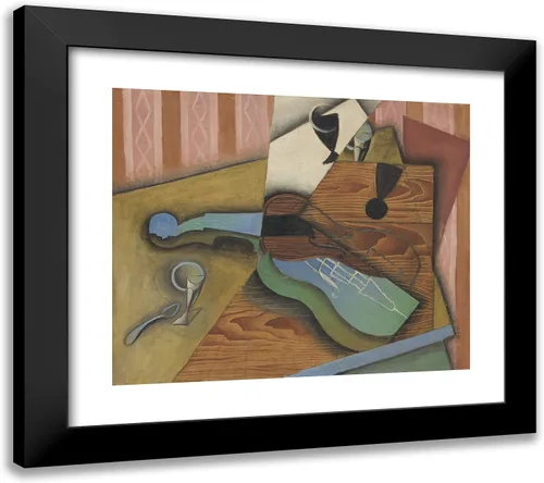 Vista 3 de ArtDirect Gris, Juan 23x20 Black Modern Framed Art Print with Double Matting Titled: Violin on Table