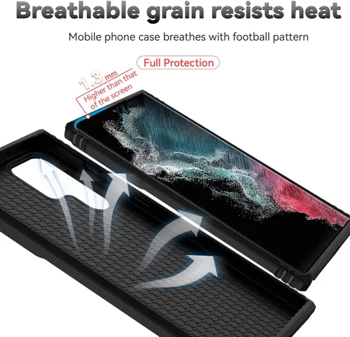 Vista 9 de Funda para Samsung Galaxy S22 Ultra con cubierta para lente de cámara, protector de pantalla HD, probado contra caídas de grado militar, soporte
