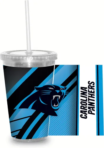 Vista 32 de Vaso transparente de fútbol NFL de 16 onzas con popote para fanáticos de la NFL