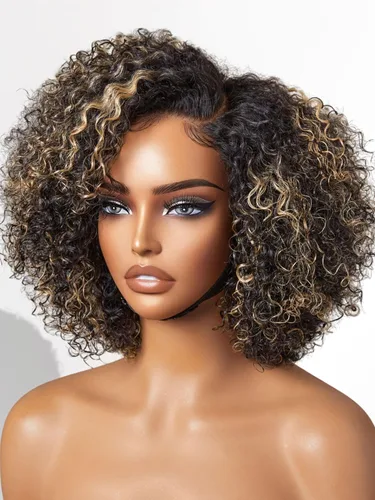 Vista 65 de LUVME HAIR Pelucas de cabello humano rizado sin pegamento de 6 pulgadas, precortadas, indetectable, HD, encaje Bob, peluca corta y rizada con ondas