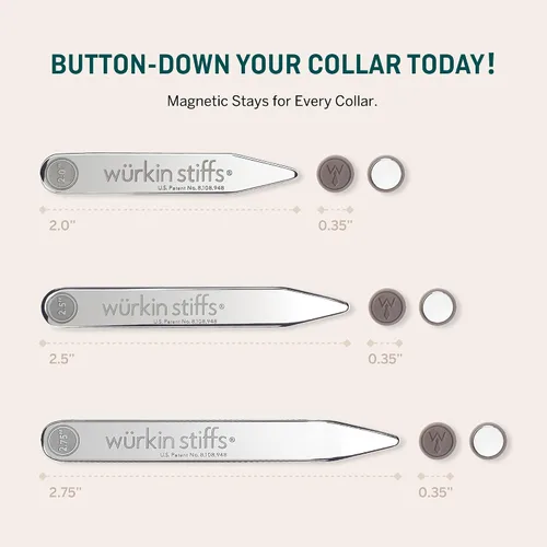 Vista 7 de Magnetic Collar Stays by Würkin Stiffs As Seen on Shark Tank Includes 1 Pair of Power Stays with Storage Case