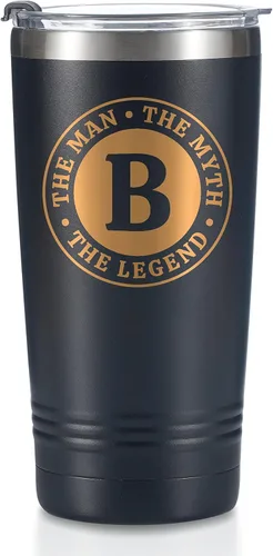 Vista 14 de Taza The Man the Myth the Legend con iniciales, vaso de viaje de acero inoxidable con monograma para hombres, divertida taza de café personalizada