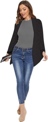 Vista 5 de Kimono de punto trenzado para mujer, holgado, de gran tamaño, chal