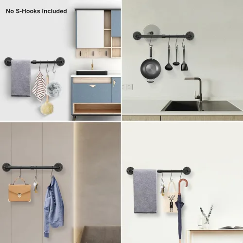 Vista 3 de Livabber Juego de 5 toallas de baño de tubería industrial, accesorios de baño que incluyen barra de toalla de 18 pulgadas, soporte de papel