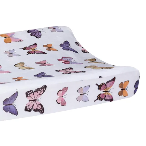Vista 4 de Lambs & Ivy Butterfly Dreams - Funda para cambiador de forro polar suave, color blanco
