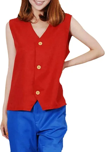 Vista 2 de Forgemith Anime Monkey D Luffy Cosplay Costume Luffy Kimono Anime Cloak Robe and Straw Hat Halloween Dress-Up