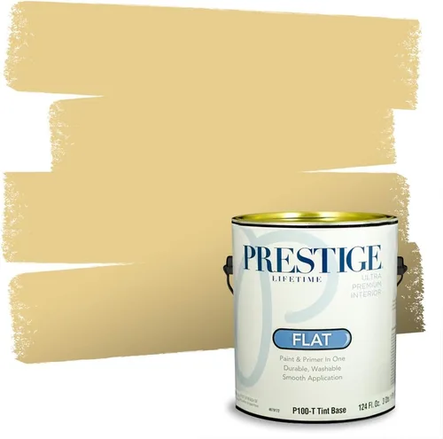Vista 7 de PRESTIGE Pinturas de pintura exterior e imprimación en uno, 1 galón, plano, combinación comparable de Benjamin Moore* Manzanilla*