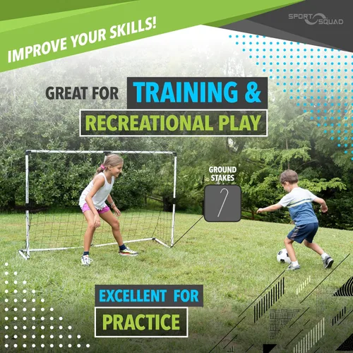 Vista 3 de Sport Squad Portable Soccer Goal Net Set - Training Soccer Goals for Backyard - Indoor or Outdoor Versions - Easy Assembly - Great for Kids and