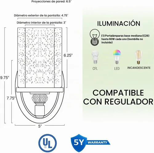Vista 4 de Kira Home Victoria - Aplique de pared de cristal moderno de 10 pulgadas para tocador de baño