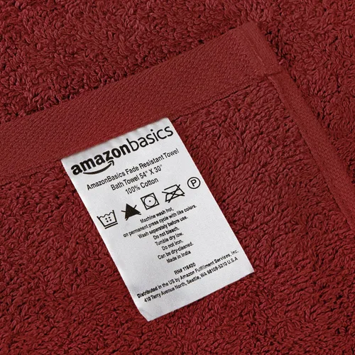 Vista 3 de Amazon Basics Juego de toallas de baño suaves, absorbentes, resistentes a la decoloración, 100% algodón, 6 piezas (12 x 12 pulgadas), toallas Carmesí