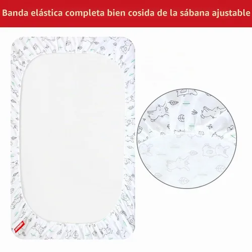 Vista 2 de Pack and Play Sheets Fitted Mini Crib, Breathable Microfiber, Lovely Bunny Conejito