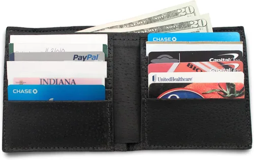 Vista 4 de Cartera Hipster de piel de avestruz con 12 ranuras para tarjetas
