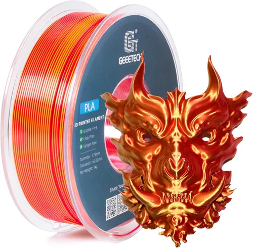 Vista 13 de Geeetech - Filamento PLA de 0.07 pulgadas, filamento de seda de bicolor, consumo dicromático de coextrusión brillante, 2.2 libras, 1 carrete