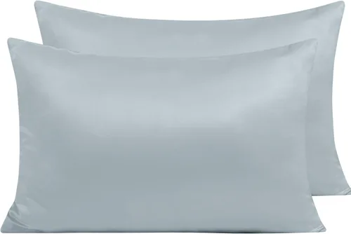 Vista 17 de NTBAY Fundas de almohada de satén con cremallera para cabello y piel, juego de 2 fundas de almohada estándar de lujo con cremallera oculta, 20 x 26