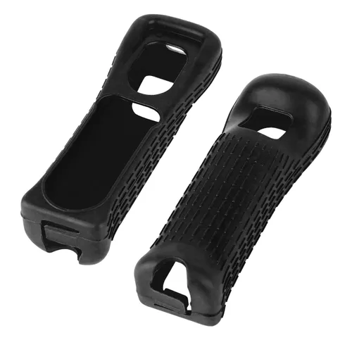 Vista 3 de Jadebones 2X Black Silicone Skin Case Cover with Wrist Strap for Wii Remote Controller