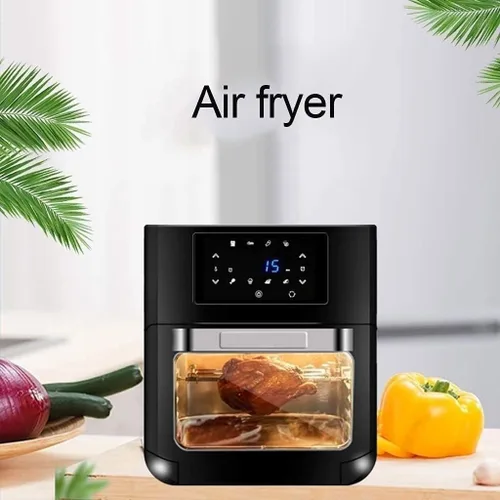 Vista 3 de Horno freidora de aire, horno eléctrico sin aceite, combo de freidora de aire para horno, pantalla táctil LCD digital, 8 preajustes, cesta
