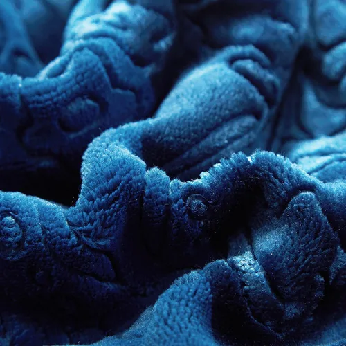 Vista 5 de Tache Elegant Embossed Sherpa Bed Throw Blanket (Blue, 50 x 60 Inch)