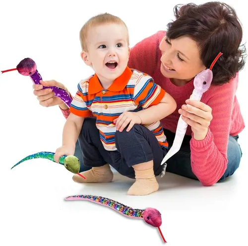 Vista 6 de ArtCreativity Juguetes de serpiente de lentejuelas para niños, felpa con lentejuelas que cambian de color, suministros de fiesta de la selva