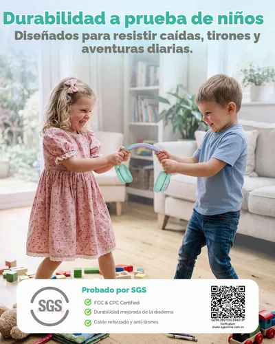 Vista 4 de Acer OHR702 - Auriculares Bluetooth para niños con micrófono integrado Verde Púrpura