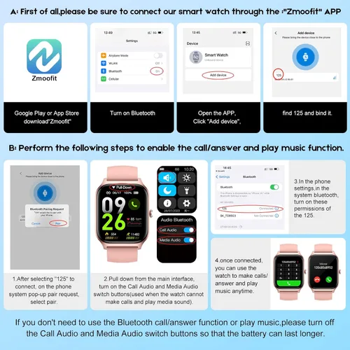 Vista 8 de Smart Watch for Men Women Make Call Answer 1.85" with 20+ Sport Modes Fitness Tracker Sleep Spo2 Heart Rate Monitor Smartwatch Waterproof Pedometer