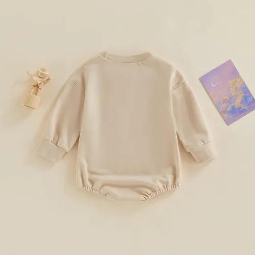 Vista 7 de Conjunto de fútbol para bebé, sudadera con estampado de letras, manga larga, cuello redondo, ropa para otoño e invierno