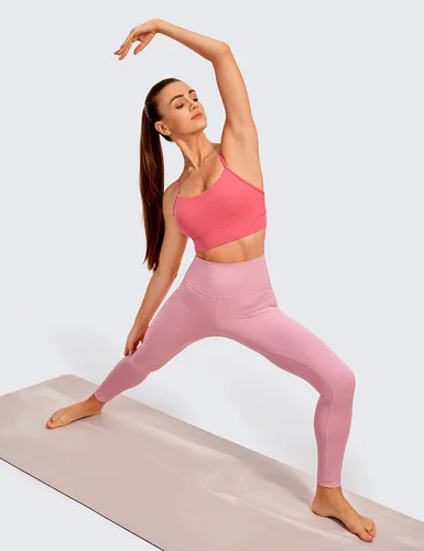 Vista 3 de CRZ YOGA Butterluxe - Brasier deportivo con espalda en Y y espalda cruzada para mujer, tirantes delgados, cuello redondo, brasier de yoga acolchado