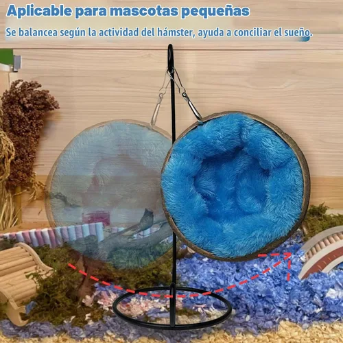 Vista 2 de Fhiny Hamaca escondida de hámster de coco, casa de cama de cáscara de coco cruda natural con almohadilla cálida, decoración de hábitat de animales