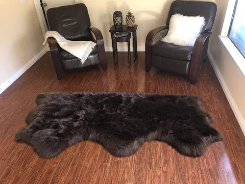 Vista 27 de LAMBZY Alfombra de piel de oveja auténtica, parte inferior gruesa y fuerte, fácilmente lavable, resistente a las manchas, perfecta para sala