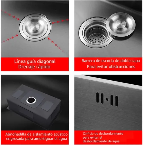 Vista 6 de ARTLINE Fregadero de cocina negro, fregadero de un solo cuenco de acero inoxidable, fregadero de estación de trabajo de caída/montaje superior