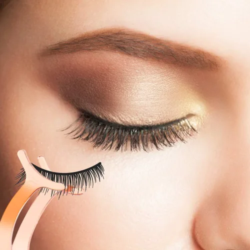 Vista 4 de Arroyner Herramienta aplicadora de pestañas 5 piezas, aplicador de pestañas postizas, rizador de cejas, tijeras de cejas (oro rosa)