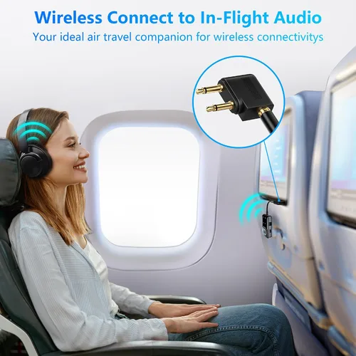 Vista 10 de Adaptador de transmisor Bluetooth 5.3 para avión Receptor transmisor de audio inalámbrico Bluetooth 2 en 1 para conectores auxiliares de 0.138 in