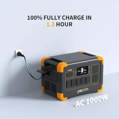 Vista 2 de pecron Estación de energía portátil E1000LFP, batería de reserva LiFePO4 de 1024 Wh/1800 W, generador solar expandible a 4096 Wh, estación