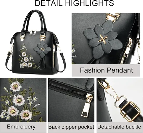 Vista 3 de Bolso de mano bordado con asa superior y bolso ligero para mujer